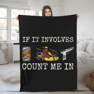 Discover Go Kart Racing Kart Racer Karting Beer Drinking Gu Fleece Blankets