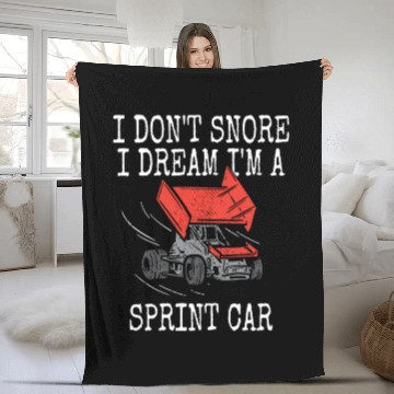 Discover I Don't Snore Sprint Car Racing Dirt Track Racer S Fleece Blankets