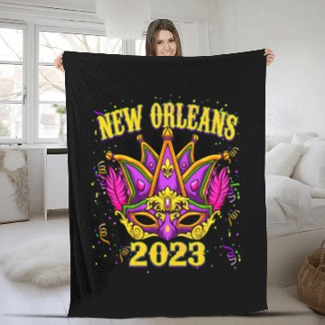 Discover New Orleans 2023 Mardi Gras Festival Fleece Blankets