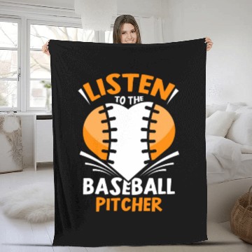 Discover Listen To The Baseball Pitcher Player Hobby Fleece Blankets