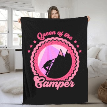 Discover Queen Of The Camper Camping Camp Lover Campsite Fleece Blankets
