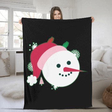 Discover Snowman Face Smiling Christmas Fleece Blankets