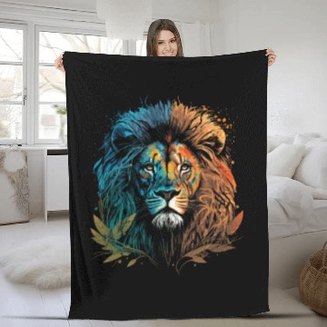 Discover Two Face Lion Fleece Blankets