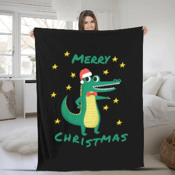 Discover Crocodile Merry Christmas Stars Santa Claus Hat Fleece Blankets