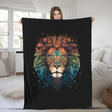 Discover Mandala Lion Fleece Blankets