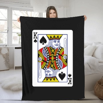 Discover King Of Spades Playing Card Fleece Blankets