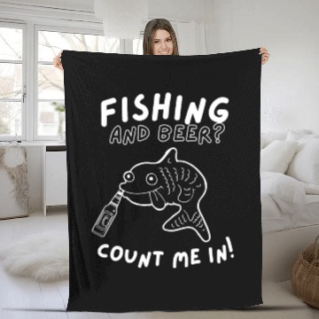 Discover Fishing and beer? Count me in! Fleece Blankets