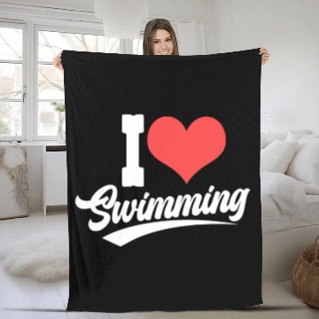 Discover I Love Swimming Swimmer Swim Fleece Blankets