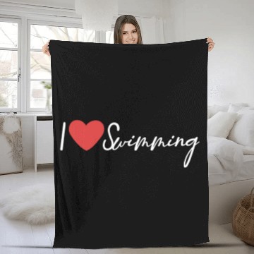 Discover I Love Swimming Swimmer Swim Fleece Blankets