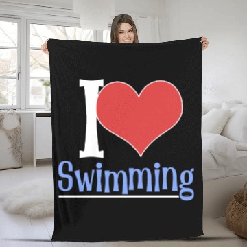 Discover I Love Swimming Swimmer Swim Fleece Blankets