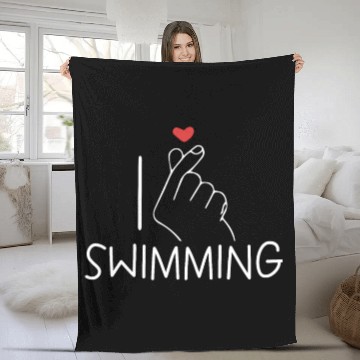 Discover I Love Swimming Swimmer Swim Fleece Blankets