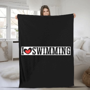 Discover I Love Swimming Swimmer Swim Fleece Blankets