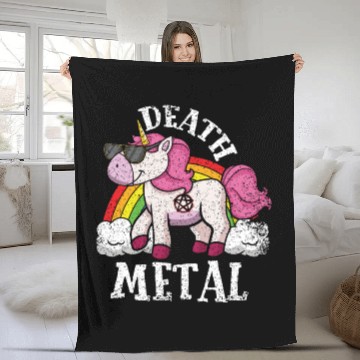 Discover Rainbow Unicorn Rocker Love Metal Music Heavy Rock Fleece Blankets
