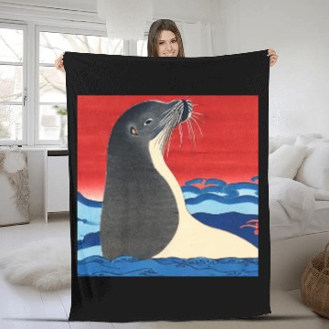 Discover Ukiyo-e Seal, Japanese Print Fleece Blankets