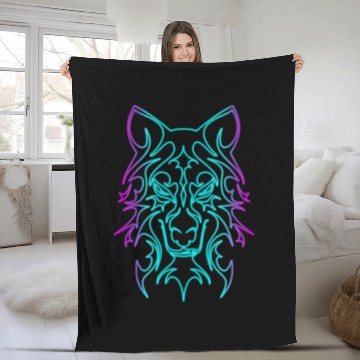 Discover wolf tribal Fleece Blankets
