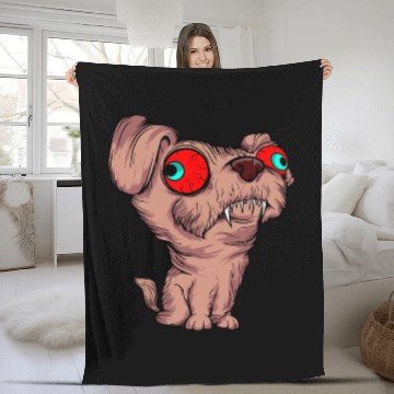 Discover Scary Big Eyes Dog Owners Pet Lover Gift Ideas Fleece Blankets