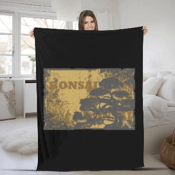 Discover Yin Yang Bonsai Tree Japanese Design Buddhist Zen Fleece Blankets