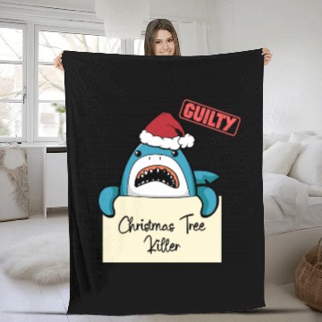 Discover Shark christmas funny prison Fleece Blankets