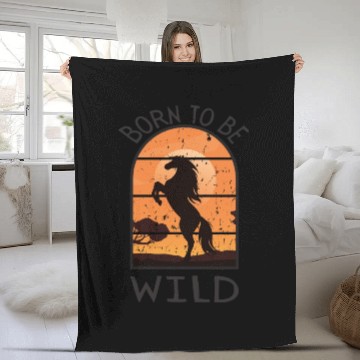 Discover BORN TOBE WILD HORSE Fleece Blankets