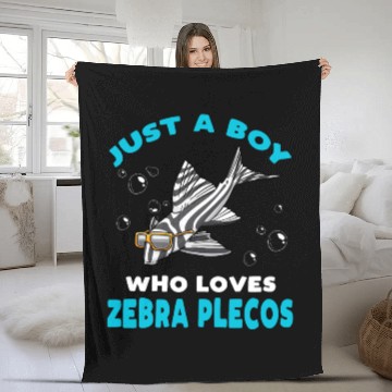 Discover Just A Boy Who Loves Zebra Plecos Fish Aquarium Fleece Blankets