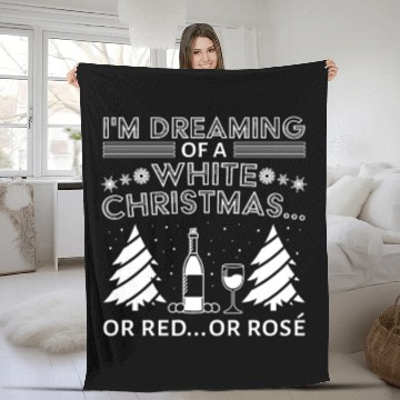Discover White Christmas Wine Merry Christmas Wine Glass Fleece Blankets