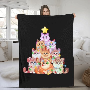 Discover Cats tangled in Christmas Lights - Cat Christmas Fleece Blankets