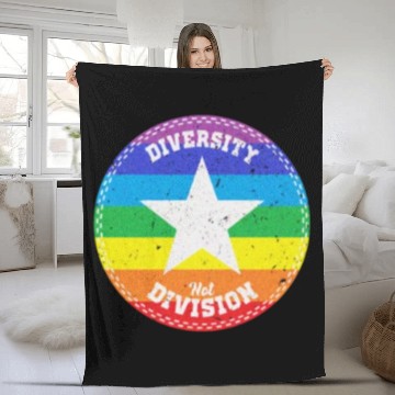 Discover Diversity not Division Peace Love Inclusionn Human Fleece Blankets