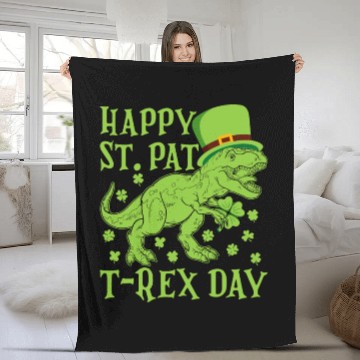 Discover Happy St Pat Trex Day Dino St Patricks Day Toddler Fleece Blankets