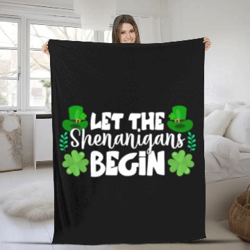 Discover Let The Shenanigans Begin Funny Clovers St Patrick Fleece Blankets
