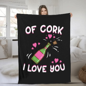 Discover Valentine's Day Of Cork I Love You Wine Champagne Fleece Blankets