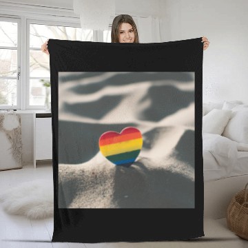 Discover LGBTQ Pride Love Heart in Sand Fleece Blankets