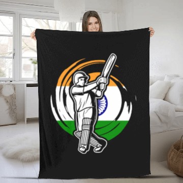 Discover India Cricket Player Fleece Blankets