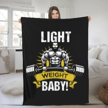 Discover Lightweight baby! Bodybuilder saying Fleece Blankets