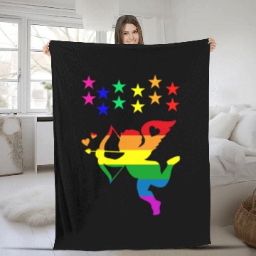 Discover cupid rainbow valentines day hearts day love gift Fleece Blankets