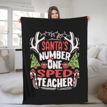 Discover Santas Number One SPED Teacher Special Education Fleece Blankets