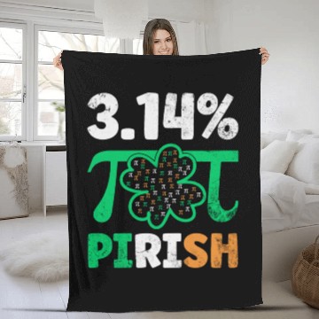 Discover 3.14% PIrish Funny St. Patricks Math Geek Pi Day Fleece Blankets