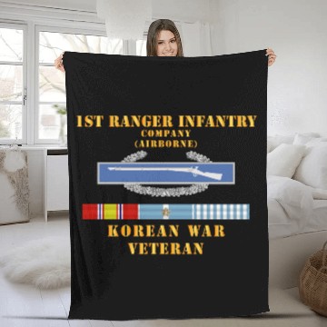 Discover 1st Ranger Infantry Company Airborne w CIB w KOREA Fleece Blankets