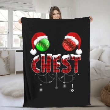Discover Chest Nuts Christmas Funny Matching Couple Fleece Blankets