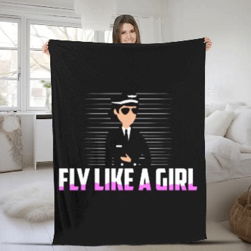 Discover Fly Like A Girl Airline Pilot Aviation Fleece Blankets
