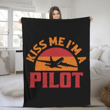 Discover Kiss Me I'm A Pilot Airline Aviation Fleece Blankets