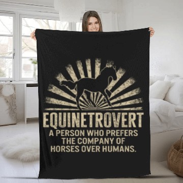 Discover Cowboy Fleece Blankets, Equinetrovert Funny Equestrian