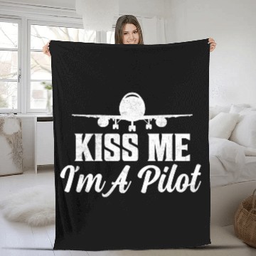 Discover Kiss Me I'm A Pilot Aviation Airline Fleece Blankets