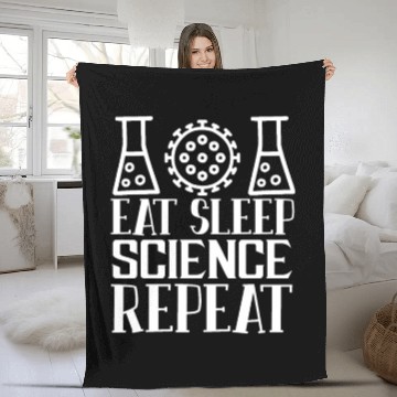 Discover Est Sleep Repeat SCIENCE Teacher Student Gifts Fleece Blankets