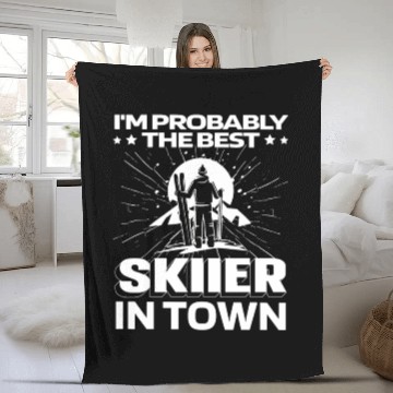 Discover Skiing Skier Funny Fleece Blankets