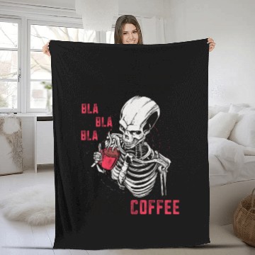 Discover Skeleton Drinking Coffee Medical Student Fleece Blankets