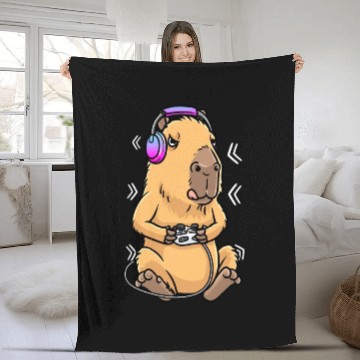 Discover Capybara Giant Cavy Rodent Gamer Gaming Greater Fleece Blankets