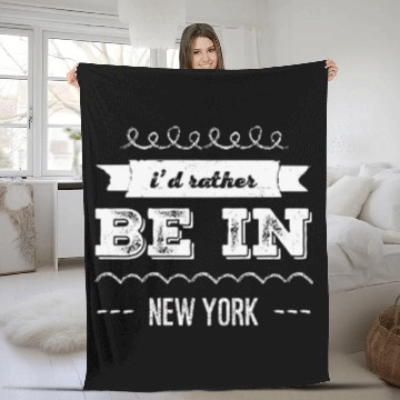 Discover I'd rather be in New York City taxi Broadway Wall Fleece Blankets
