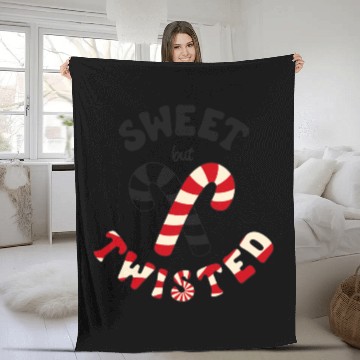 Discover Sweet but twisted candy canes pun Fleece Blankets