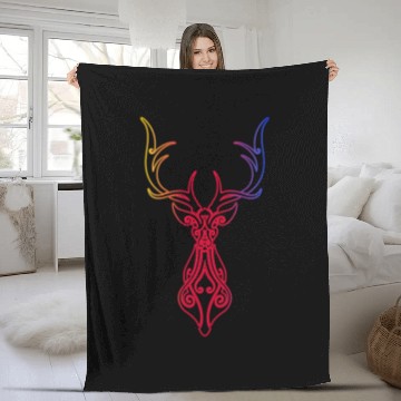 Discover elk tribal Fleece Blankets