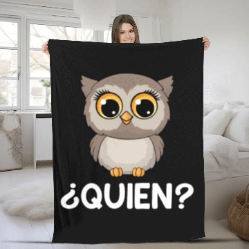 Discover Quien? Who? Owl Funny Spanish Teacher Fleece Blankets